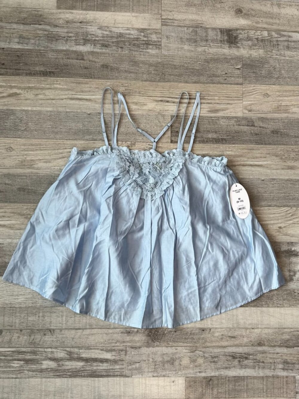 Scoop blue flowy floral lace tank size medium J44